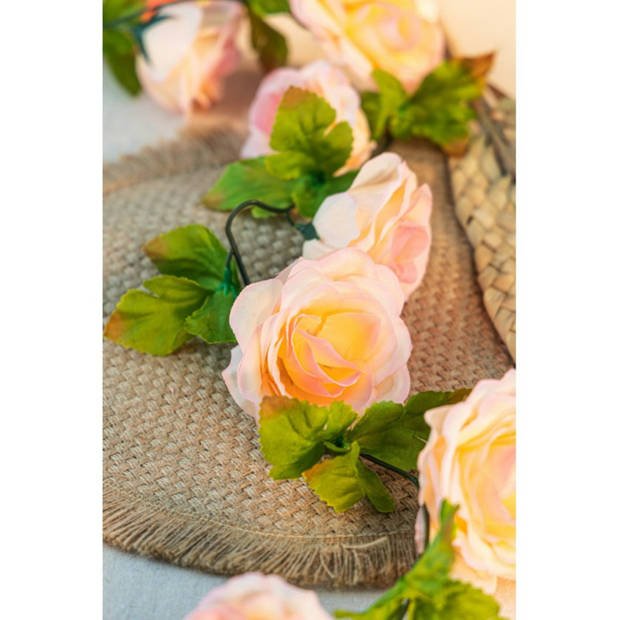 Chaks Rozen bloemenslinger - kunstplant/bloem - roze - 220 cm - Kunstplanten