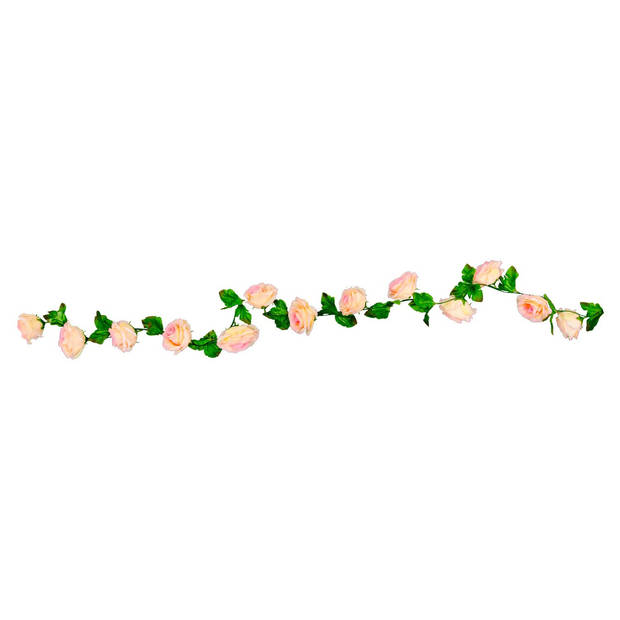 Chaks Rozen bloemenslinger - 2x - kunstplant/bloem - roze - 220 cm - Kunstplanten