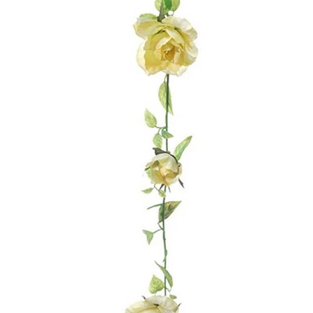 Louis Maes kunstplant bloemenslinger Rozen - geel/groen - 225 cm - kunstbloemen - Kunstplanten