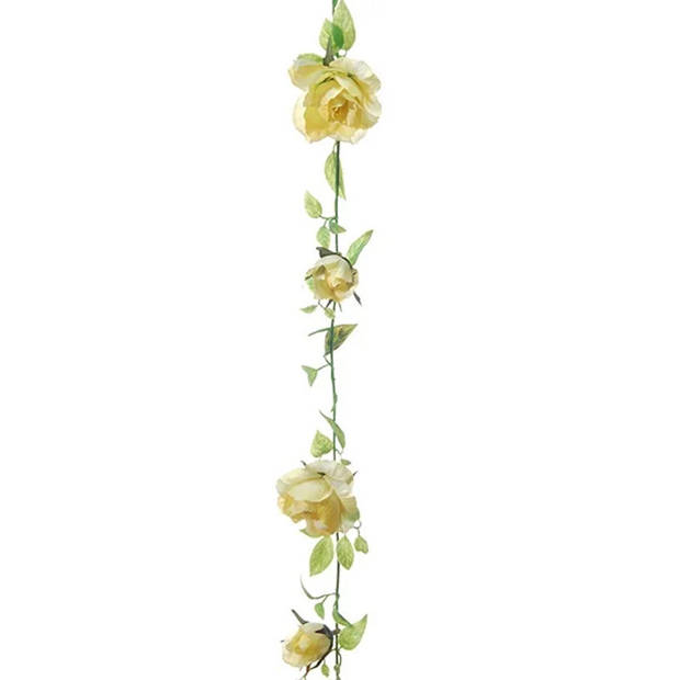 Louis Maes kunstplant bloemenslinger Rozen - 2x - geel/groen - 225 cm - kunstbloemen - Kunstplanten