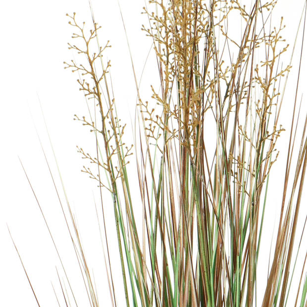 Louis Maes Quality kunstplant - 2x - Siergras met bes - groen/bruin - H120 cm - in pot - Kunstplanten