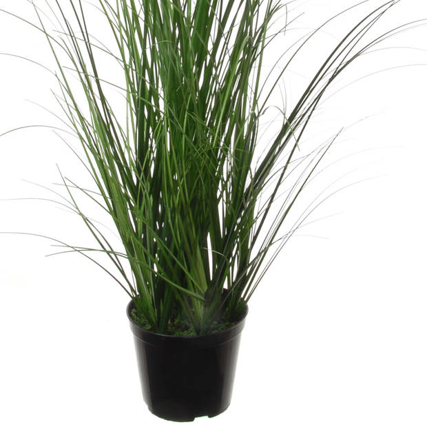 Louis Maes Quality kunstplant - 2x - Siergras bush - donkergroen - H65 cm - in pot - Kunstplanten