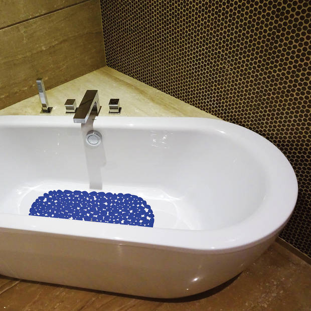 MSV Douche/bad anti-slip matten set badkamer - pvc - 2x stuks - donkerblauw - 2 formaten - Badmatjes