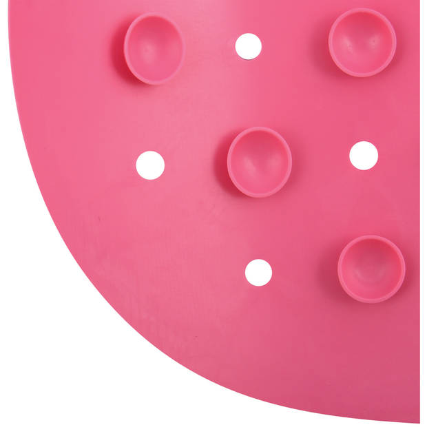 MSV Douche/bad anti-slip matten set badkamer - rubber - 2x stuks - fuchsia roze - 2 formaten - Badmatjes