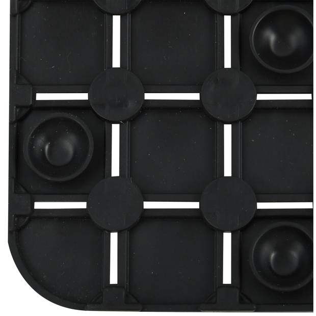 MSV Douche anti-slip mat en droogloop mat - Napoli badkamer set - rubber/polyester - zwart - Badmatjes