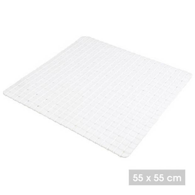 Urban Living Badkamer/douche anti slip mat - rubber - voor op de vloer - parel wit - 55 x 55 cm - Badmatjes