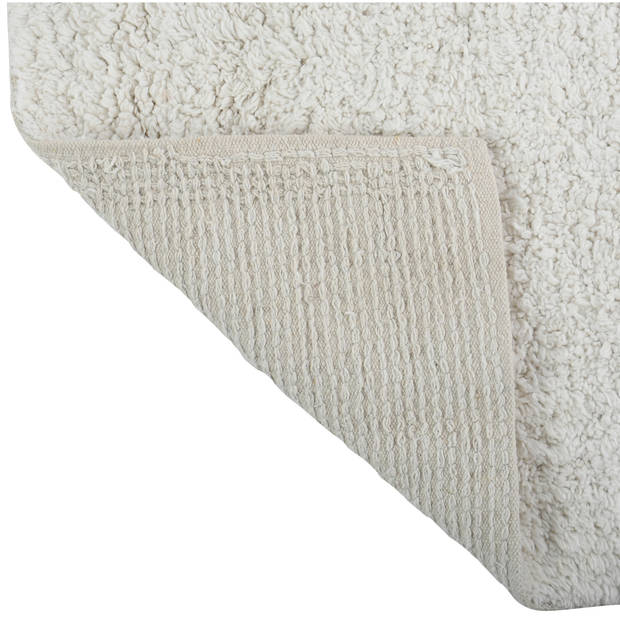 MSV badkamer droogloop mat/tapijt - Bologna - 45 x 70 cm - bijpassende kleur zeeppompje - ivoor wit - Badmatjes