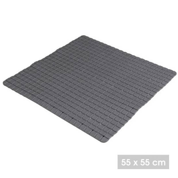 Urban Living Badkamer/douche anti slip mat - rubber - voor op de vloer - antraciet - 55 x 55 cm - Badmatjes