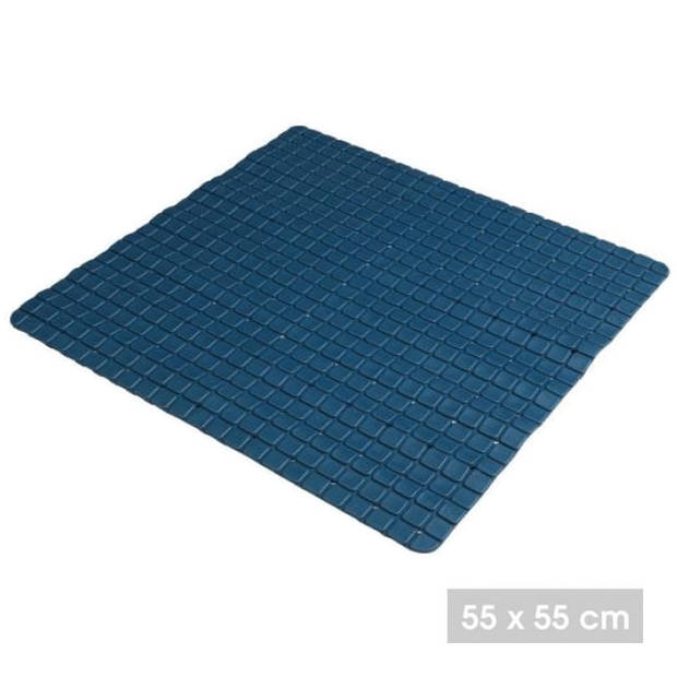 Urban Living Badkamer/douche anti slip mat - rubber - voor op de vloer - donkerblauw - 55 x 55 cm - Badmatjes