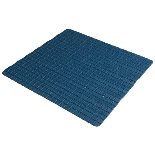 Urban Living Douche anti-slip en droogloop mat/tapijt - badkamer set - rubber/polyester - donkerblauw - Badmatjes