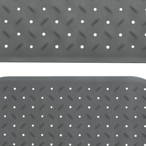 MSV Douche/bad anti-slip matten set badkamer - rubber - 2x stuks - donkergrijs - 2 formaten - Badmatjes
