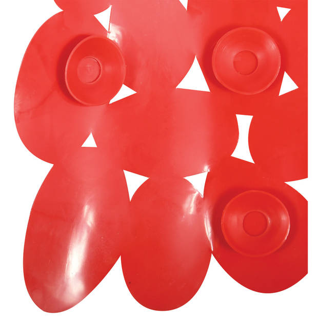 MSV Douche/bad anti-slip mat - badkamer - pvc - rood - 54 x 54 cm - Badmatjes