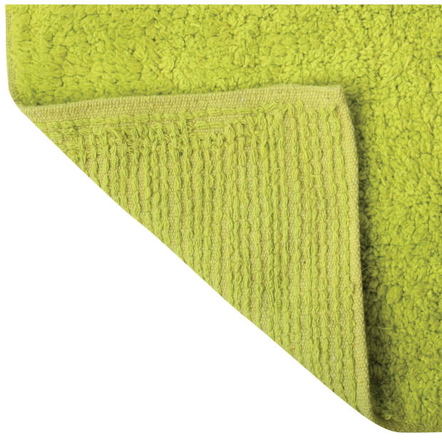 MSV Badkamerkleedje/badmatten set - voor op de vloer - lime/appel groen - 45 x 70 cm/45 x 35 cm - Badmatjes