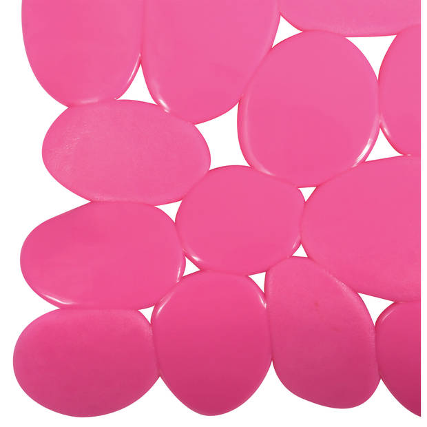 MSV Douche/bad anti-slip matten set badkamer - pvc - 2x stuks - fuchsia roze - 2 formaten - Badmatjes
