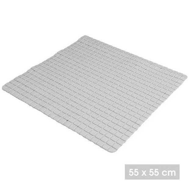 Urban Living Badkamer/douche anti slip mat - rubber - voor op de vloer - steengrijs - 55 x 55 cm - Badmatjes