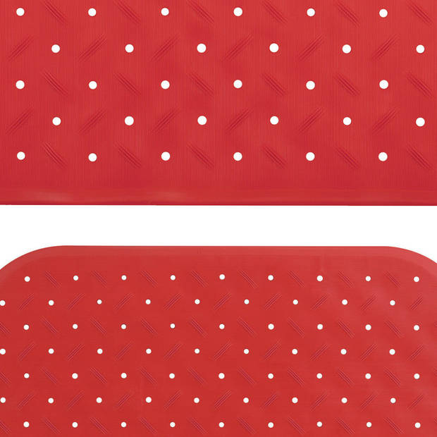 MSV Douche/bad anti-slip matten set badkamer - rubber - 2x stuks - rood - 2 formaten - Badmatjes