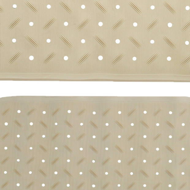 MSV Douche/bad anti-slip matten set badkamer - rubber - 2x stuks - beige - 2 formaten - Badmatjes