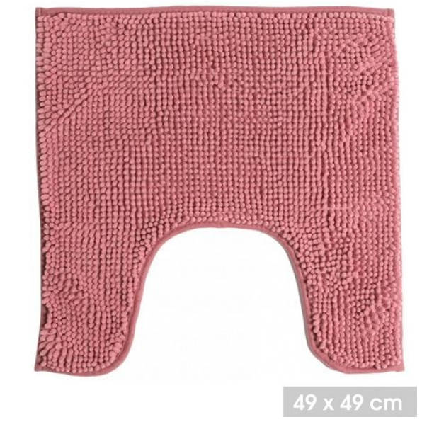 Urban Living WC/Toilet Badkamerkleedje/badmat tapijt - voor op de vloer - oud roze - 49 x 49 cm - Badmatjes