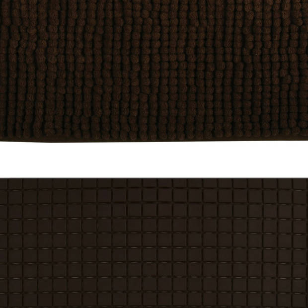 MSV Douche anti-slip mat en droogloop mat - Sevilla badkamer set - rubber/microvezel - bruin - Badmatjes