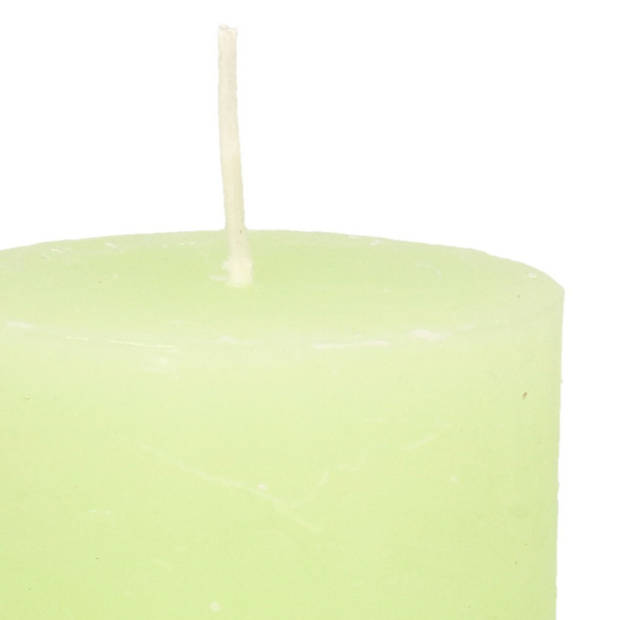 Stompkaars/cilinderkaars - lime groen - 5 x 8 cm - klein rustiek model - Stompkaarsen