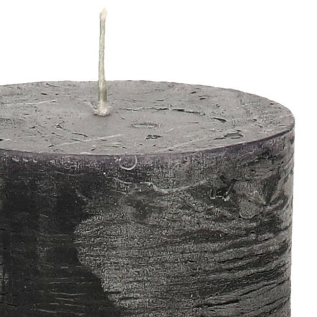 Stompkaars/cilinderkaars - zwart - 7 x 13 cm - rustiek model - Stompkaarsen