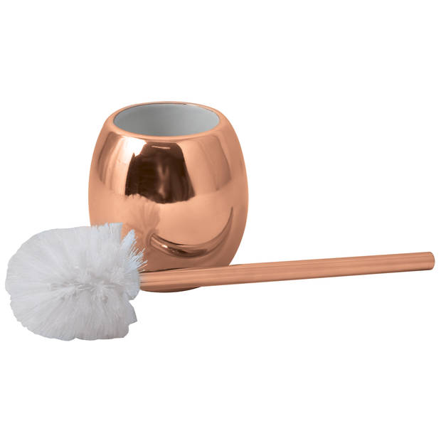 MSV Toilet/wc-borstel houder - 2x - Kymi - keramiek - rose goud - 39 cm - Toiletborstels