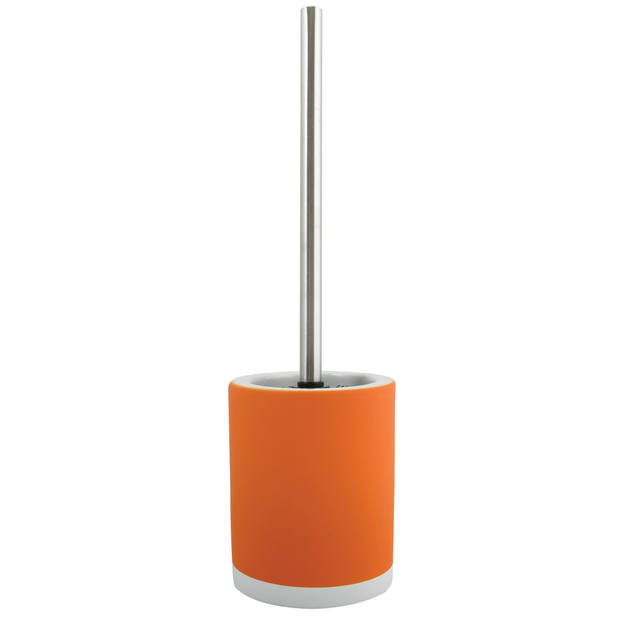 MSV Shine Toilet/wc-borstel houder - 2x - keramiek/metaal - oranje - 38 cm - Toiletborstels