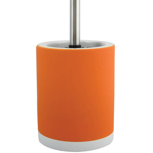 MSV Shine Toilet/wc-borstel houder - 2x - keramiek/metaal - oranje - 38 cm - Toiletborstels