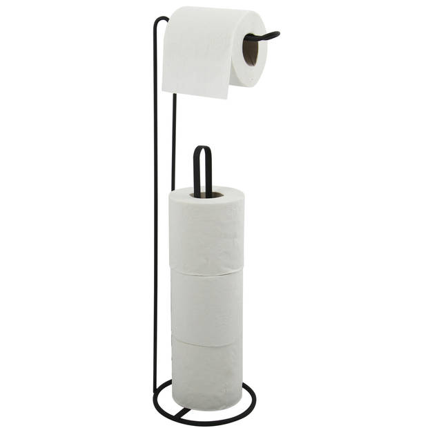 MSV Wc/toiletrolhouder reservoir - 2x - metaal - zwart - 54 cm - Voor 4/5 rollen - Toiletrolhouders