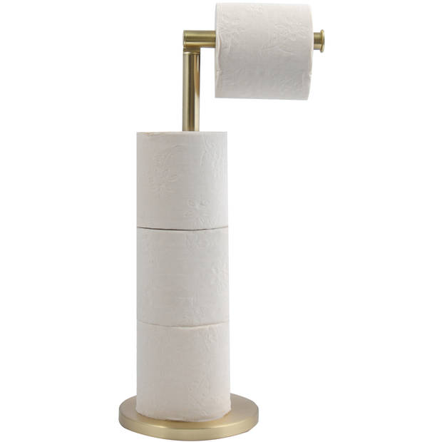 MSV Wc/toiletrolhouder reservoir - rvs metaal - goud kleurig - 54 cm - Voor 4 rollen - Toiletrolhouders