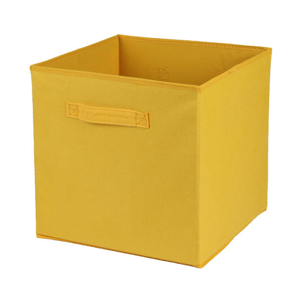 Urban Living Opbergmand/kastmand Square Box - 2x - karton/kunststof - 29 liter - geel - 31 x 31 x 31 cm - Opbergmanden