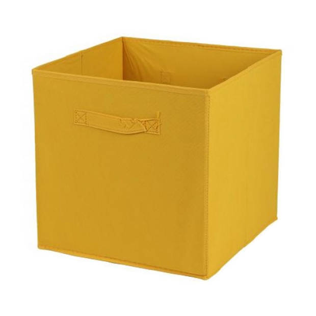 Urban Living Opbergmand/kastmand Square Box - 2x - karton/kunststof - 29 liter - oker geel - 31 x 31 x 31 cm - Opbergman