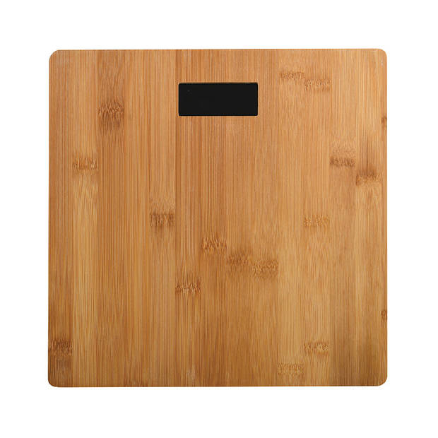 MSV Personen weegschaal - Bamboe hout look - glas - 28 x 28 cm - digitaal - Weegschalen