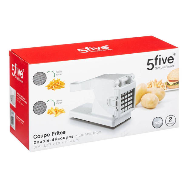 5Five frietsnijder - 27 cm - wit - RVS/kunststof - patat/frites - aardappelsnijder - Friet-/patatsnijder