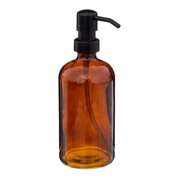 5Five Zeeppompje/dispenser Glass Lotion - transparant bruin - 7 x 21 cm - 450 ml - glas - Zeeppompjes