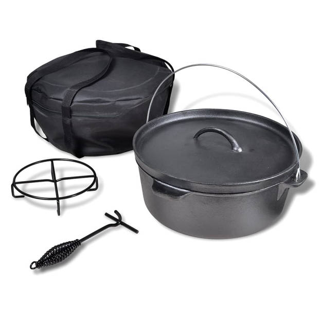 The Living Store Gietijzeren braadpan - 11.3 L - 43 x 40.5 x 19.5 cm - Zwart