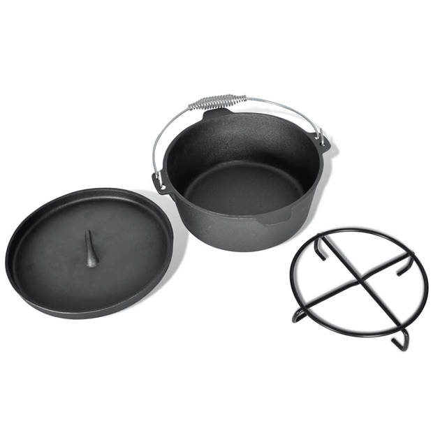 The Living Store Dutch Oven Set - 9-delig (18.95 kg) - Gietijzer - BBQ en picknick benodigdheden