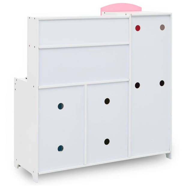 The Living Store Speelkeukenset voor Kinderen - MDF - 80 x 30 x 85 cm - Met Koelkast en Levensecht Keukengerei