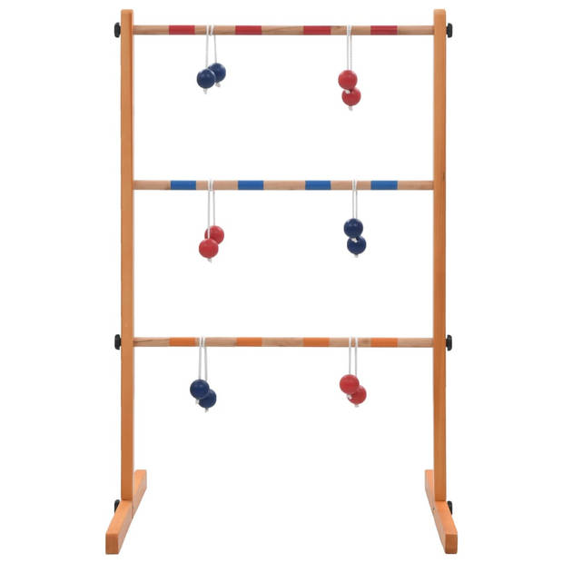 The Living Store Golfladder - Massief grenenhout - 62 x 60 x 100 cm - Inclusief 6 paar ballen en draagtas