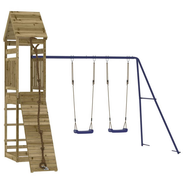 The Living Store Speelset Tuin - Houten Speeltoren 315x257x264 cm - Dubbele Schommel - Geïmpregneerd Hout