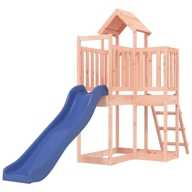 The Living Store Speeltoren - Douglashout - 358 x 107 x 214 cm - Golvende glijbaan - Blauw - Voor kinderen van 3-8 jaar