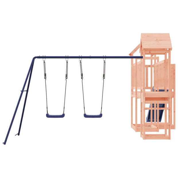 The Living Store Speeltoren met brug - massief douglashout - 357 x 524 x 214 cm - inclusief golvende glijbaan - dubbele