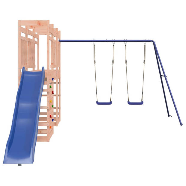 The Living Store Speeltorens met brug - Massief douglashout - 316 x 534 x 207 cm - Inclusief dubbele schommelset -