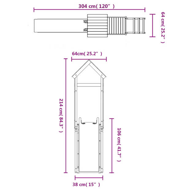 The Living Store Speeltoren - Materiaal- massief douglashout - Afmetingen- 110 x 64 x 214 cm - Kenen- 1x speeltoren -