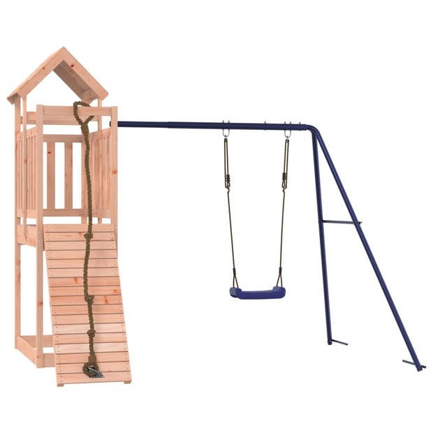 The Living Store Speeltoren met klimwand en enkele schommel - 243 x 186 x 214 cm - Massief douglashout