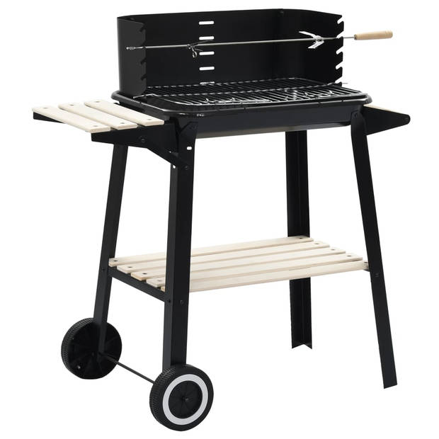 The Living Store Houtskoolbarbecue Staand - 83 x 44 x 87 cm - Verstelbare Kookhoogte - Zwart