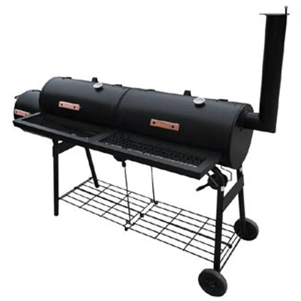 The Living Store Rookoven Nevada - BBQ en rookoven voor grillen - roken en roosteren - Met vuurbox en 2 rookkamers -