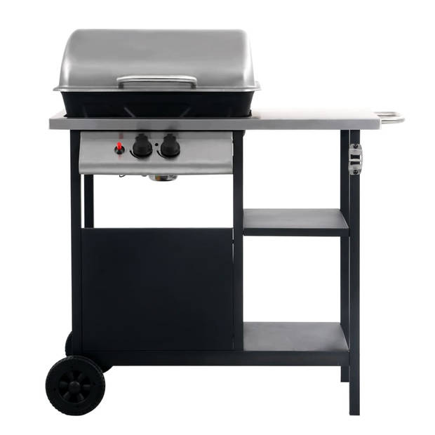 The Living Store Luxe BBQ - Gasbarbecue - Gepoedercoat staal en roestvrij staal - 92 x 53 x 96 cm - 3-laags zijtafeltje