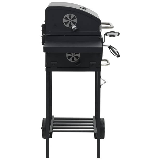 The Living Store Houtskoolbarbecue - Zwart - 97 x 57 x 99 cm - Geïntegreerde thermometer - Inklapbare zijtafels