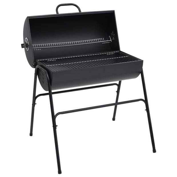 The Living Store Barrelgrill - Houtskoolbarbecue - 80 x 73 x 90 cm - Groot kookoppervlak - Stalen constructie